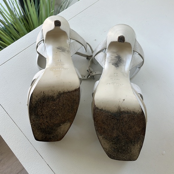 YSL WHITE TRIBUTE HEELS - Picture 3 of 8